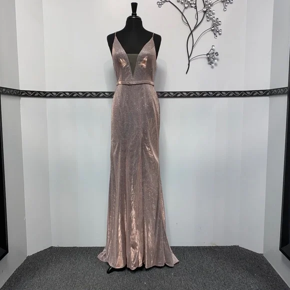 May Queen Dresses | Champagne Metallic Fit & Flare Formal Long Dress | Color: Cream/Tan | Size: 10 | Sullicg78'S Closet May Queen Dresses | Champagne Metallic Fit & Flare Formal Long Dress | Color: Cream/Tan | Size: 10 | Sullicg78'S Closet